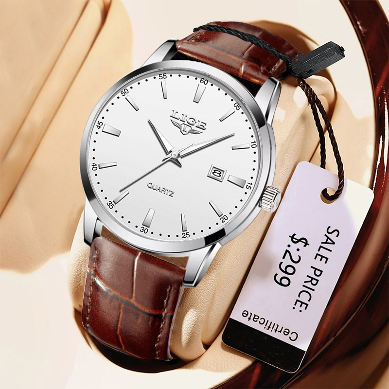 LIGE Man Watch Fashion Leather - Leather Watch Band Men recension och pris