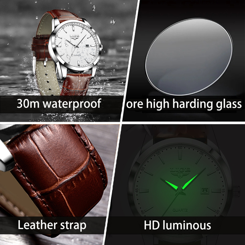 LIGE Man Watch Fashion Leather - Leather Watch Band Men recension och pris