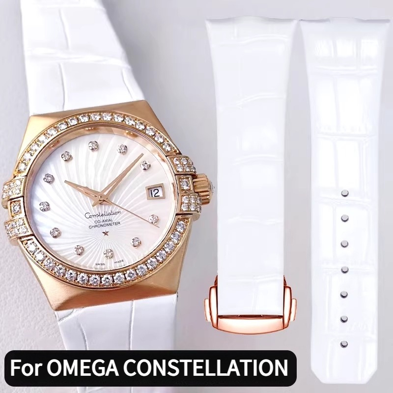 Curved leather watch strap wom - Omega Watch Constellation recension och pris