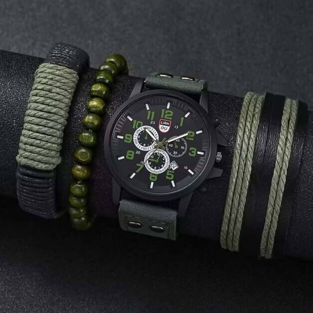 4PCS/Set  Men Sports Calendar  - Leather Watch Band Men recension och pris