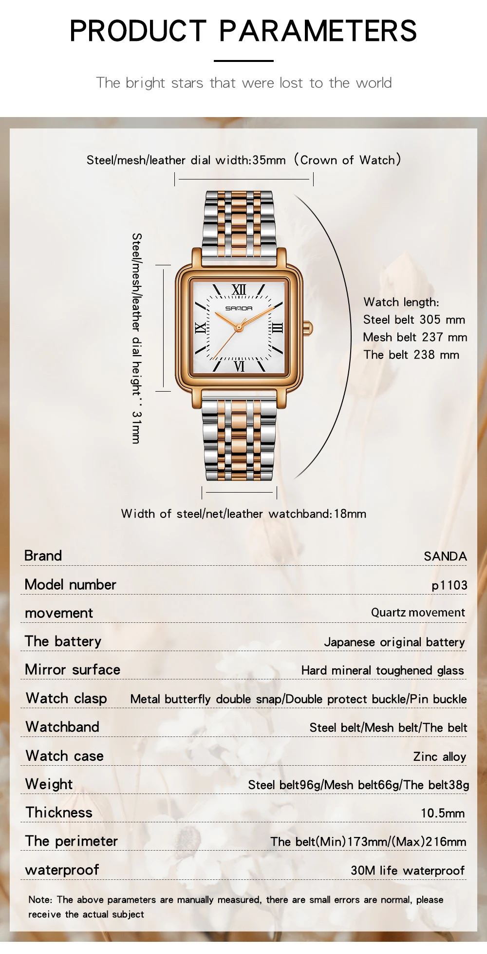 SANDA Luxury 1103 Quartz Watch - Stainless Bracelet Diver recension och pris